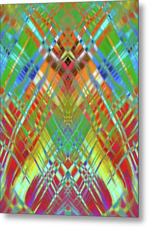 Red Green Freestyle Plaid - Metal Print