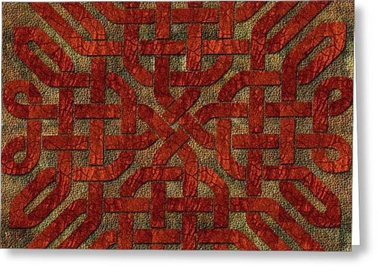Red Leather Celtic Knot Square - Greeting Card