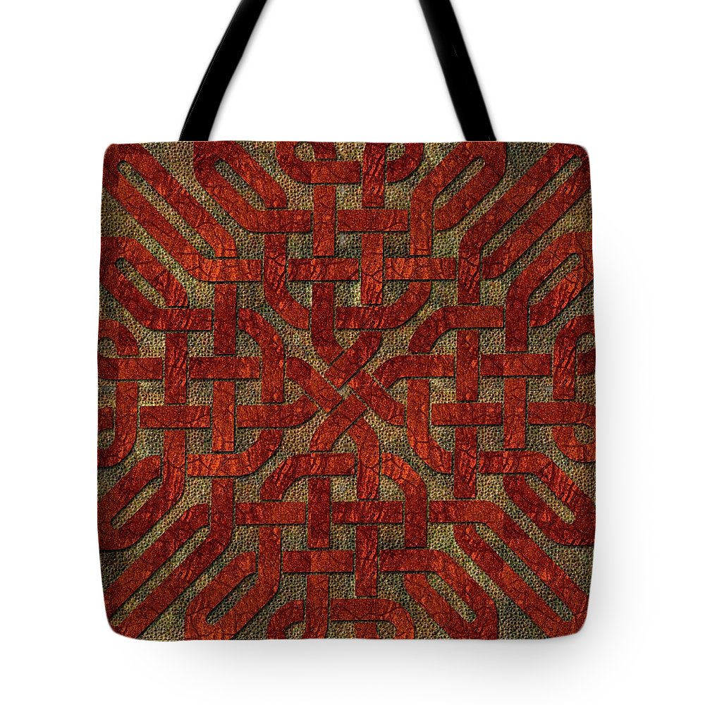 Red Leather Celtic Knot Square - Tote Bag