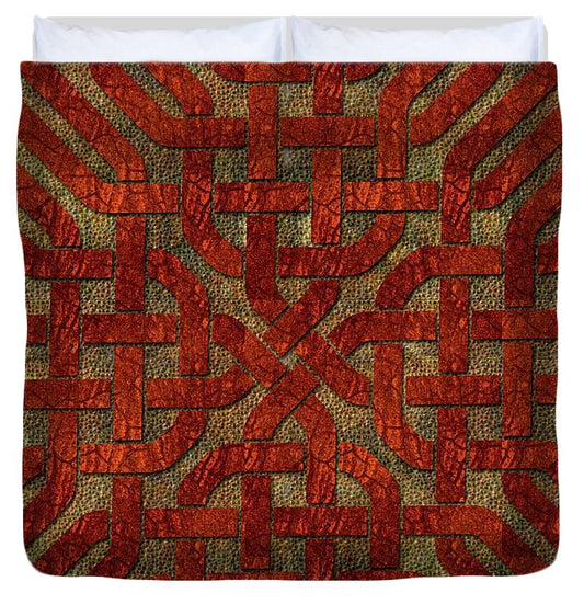 Red Leather Celtic Knot Square - Duvet Cover