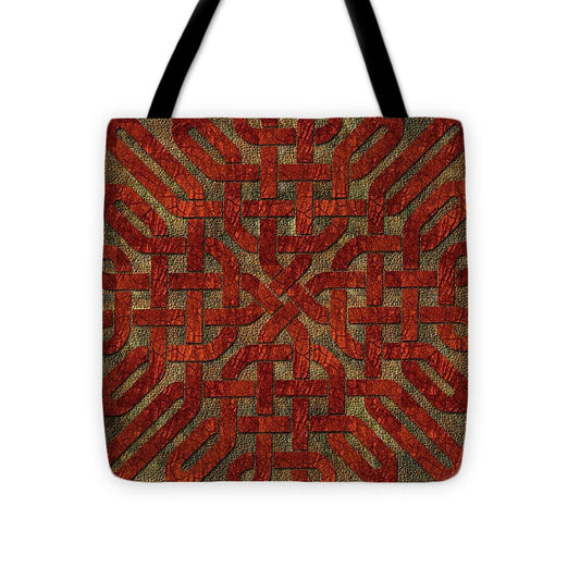 Red Leather Celtic Knot Square - Tote Bag
