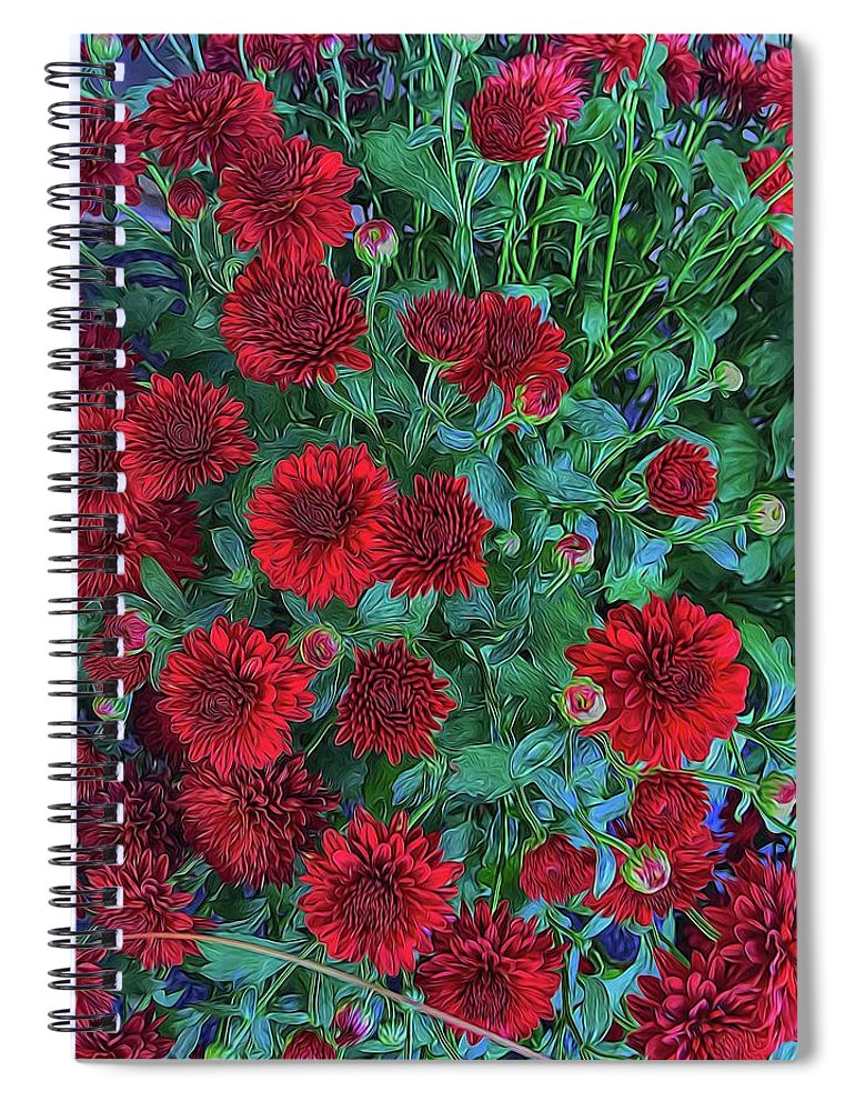Red Mums - Spiral Notebook