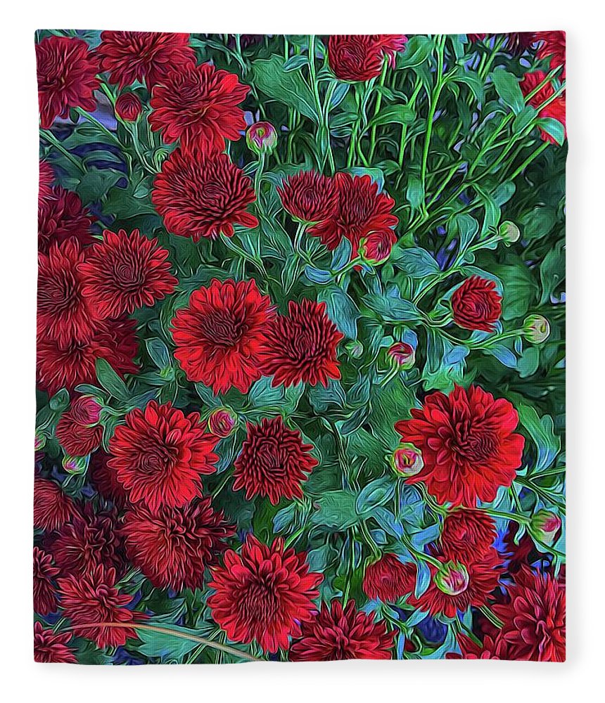 Red Mums - Blanket