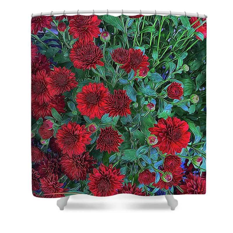 Red Mums - Shower Curtain