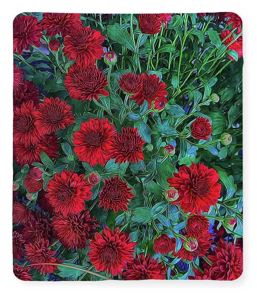 Red Mums - Blanket