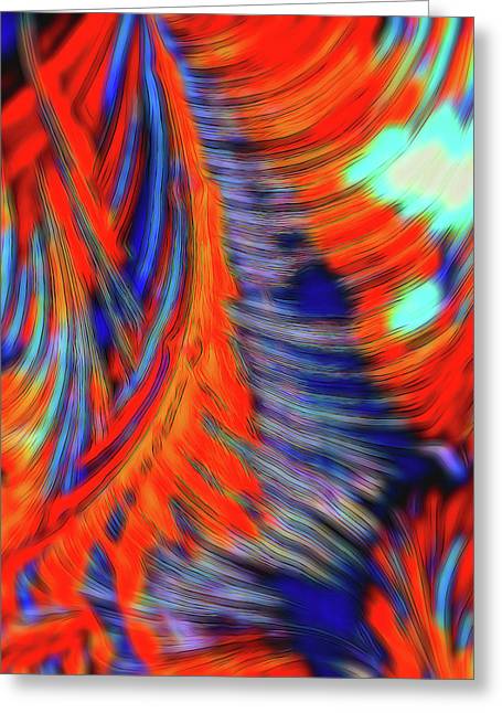 Red Orange Tie Dye Fractal Abstract - Greeting Card