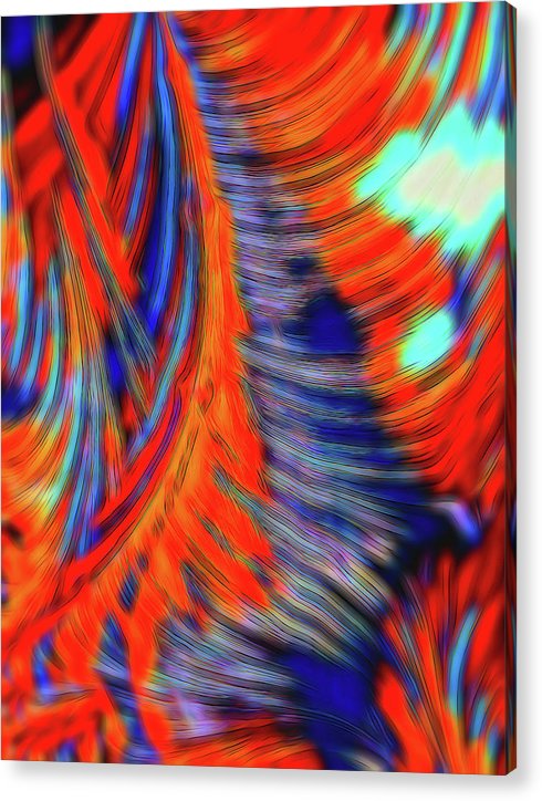 Red Orange Tie Dye Fractal Abstract - Acrylic Print
