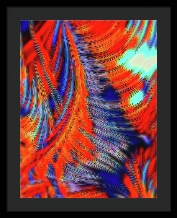 Red Orange Tie Dye Fractal Abstract - Framed Print