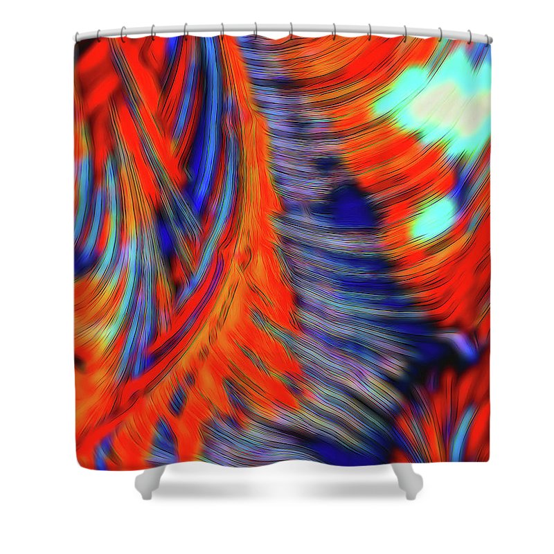 Red Orange Tie Dye Fractal Abstract - Shower Curtain