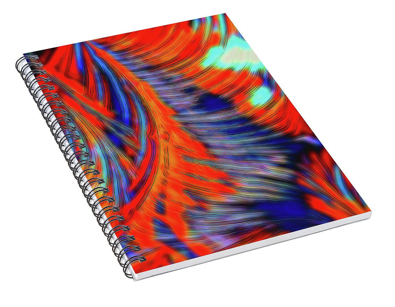 Red Orange Tie Dye Fractal Abstract - Spiral Notebook
