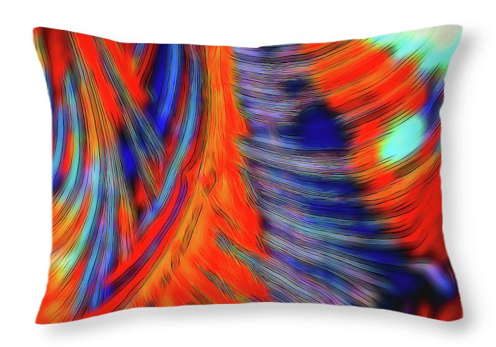 Red Orange Tie Dye Fractal Abstract - Throw Pillow