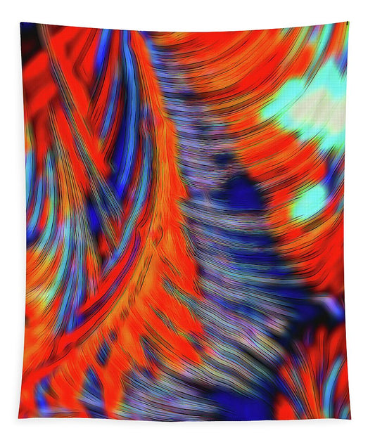 Red Orange Tie Dye Fractal Abstract - Tapestry