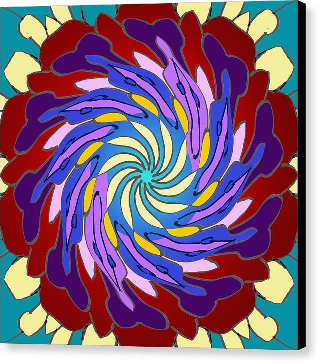 Red Purple Yellow Mandala Swirl - Canvas Print