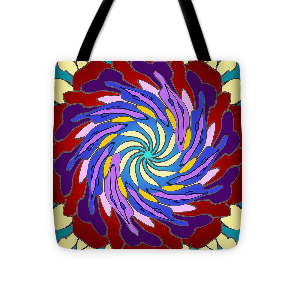 Red Purple Yellow Mandala Swirl - Tote Bag