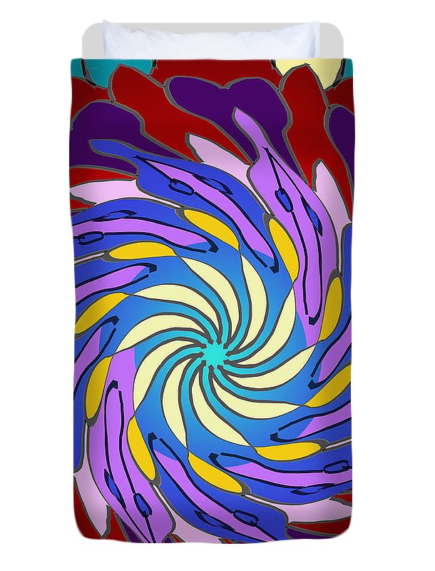 Red Purple Yellow Mandala Swirl - Duvet Cover