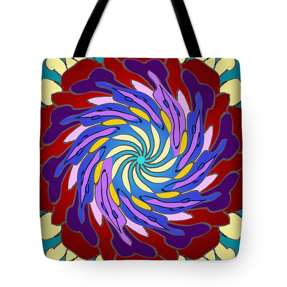 Red Purple Yellow Mandala Swirl - Tote Bag
