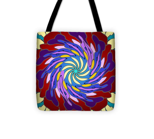 Red Purple Yellow Mandala Swirl - Tote Bag