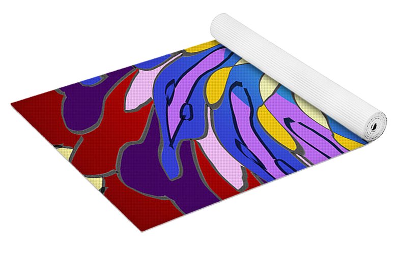 Red Purple Yellow Mandala Swirl - Yoga Mat