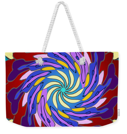 Red Purple Yellow Mandala Swirl - Weekender Tote Bag