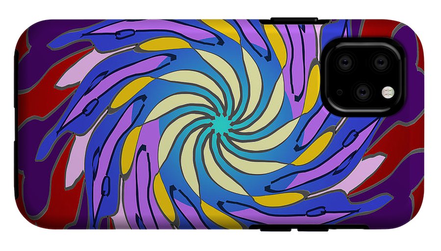 Red Purple Yellow Mandala Swirl - Phone Case