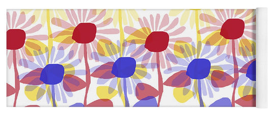 Red Yellow and Blue Sunflowers - Yoga Mat