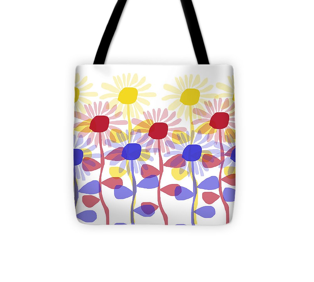 Red Yellow and Blue Sunflowers - Tote Bag