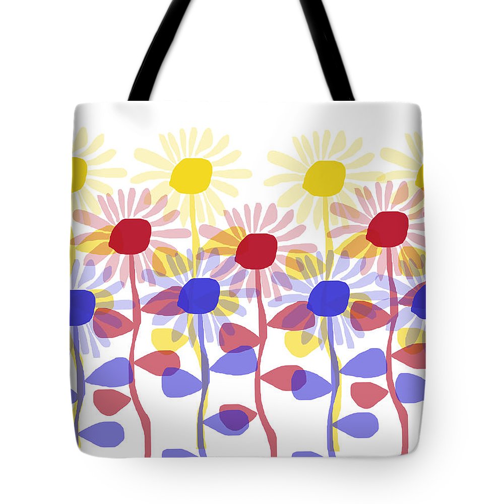 Red Yellow and Blue Sunflowers - Tote Bag