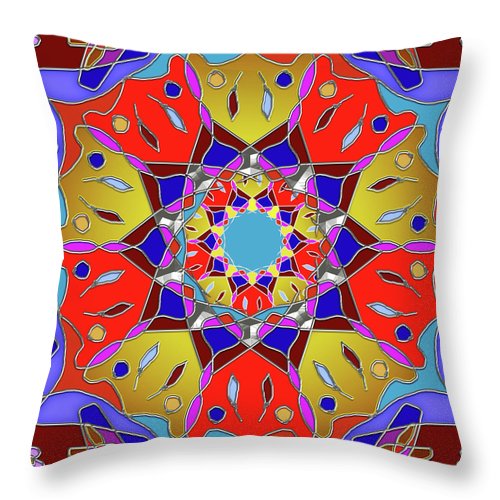 Red Yellow Blue Mandala - Throw Pillow