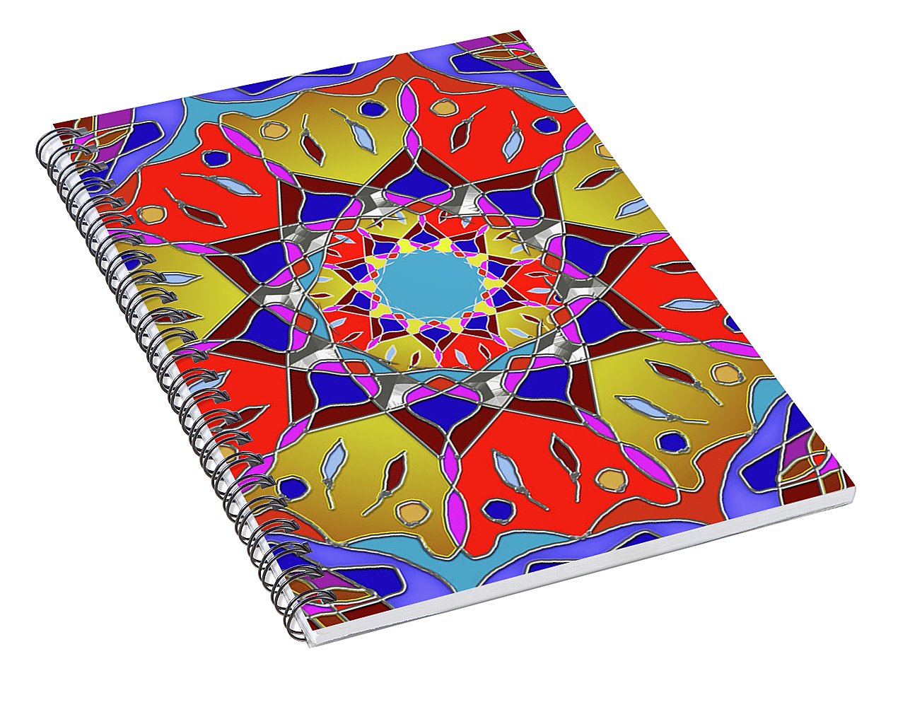 Red Yellow Blue Mandala - Spiral Notebook