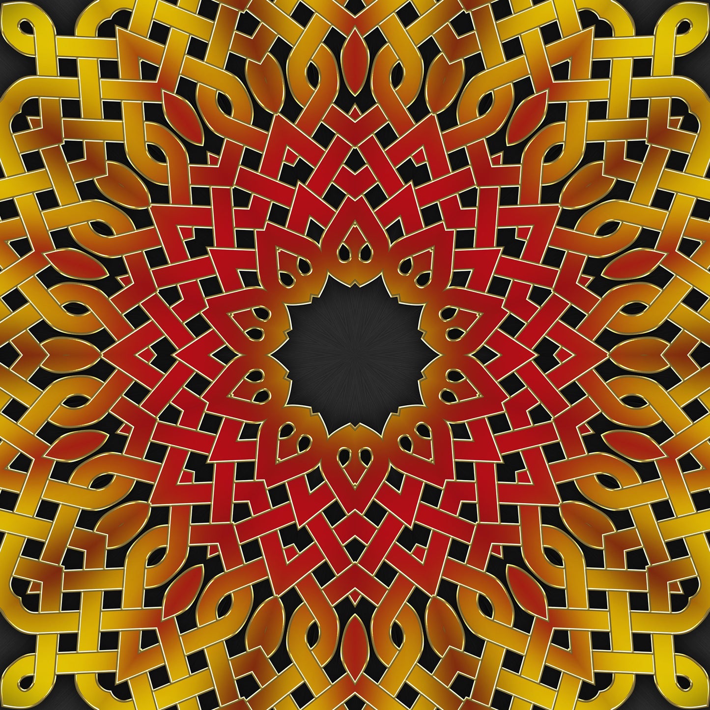 Red Orange Celtic Kaleidoscope Digital Image Download