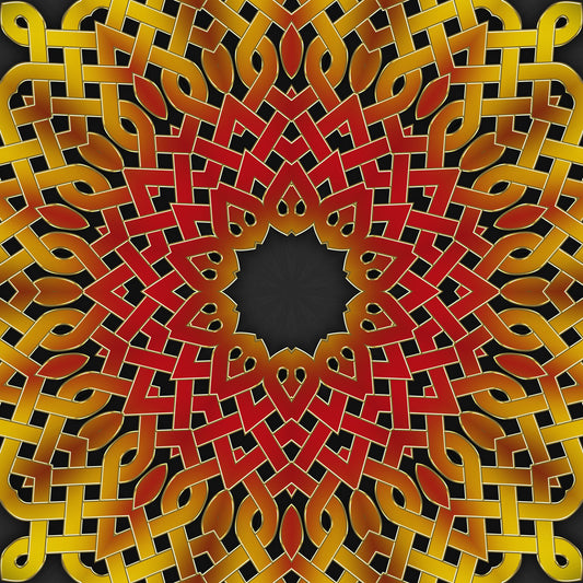 Red Orange Celtic Kaleidoscope Digital Image Download