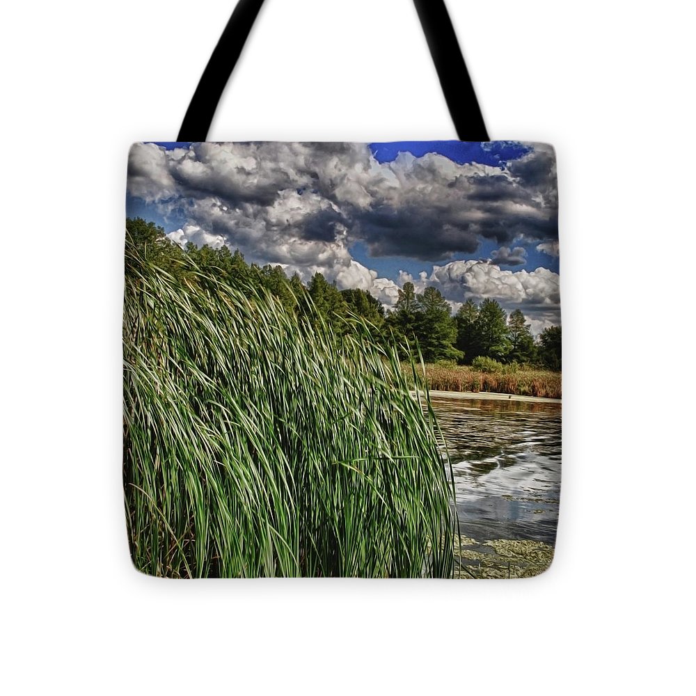 Reeds Along a Campground Lake - Tote Bag