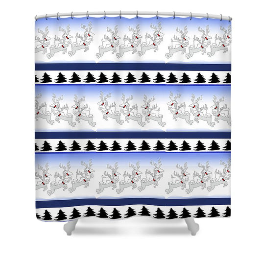 Reindeer Sweater Pattern - Shower Curtain