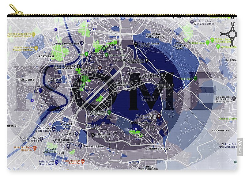 Rome Map Art - Carry-All Pouch