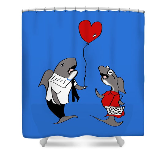 Shark Valentine - Shower Curtain