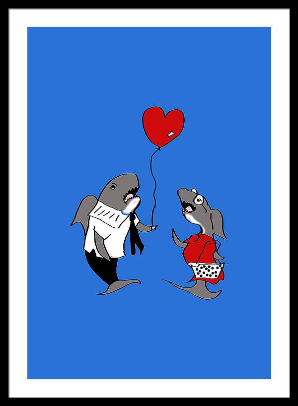 Shark Valentine - Framed Print