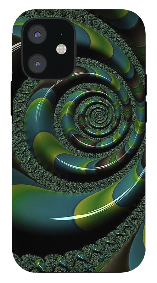 Shiny Blue Green Shell Fractal - Phone Case