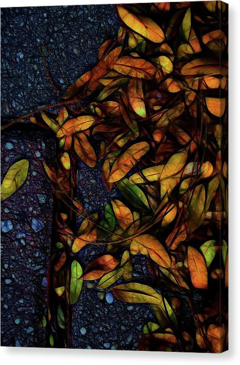 Sidewalk Leaves in Brick - Canvas Print