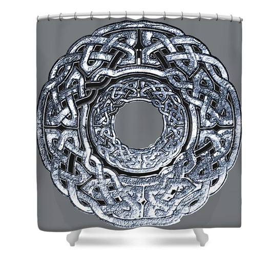 Silver Celtic Knot Circle - Shower Curtain