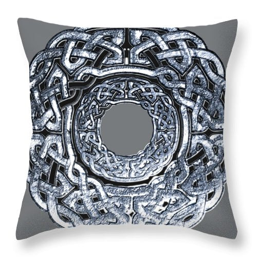 Silver Celtic Knot Circle - Throw Pillow