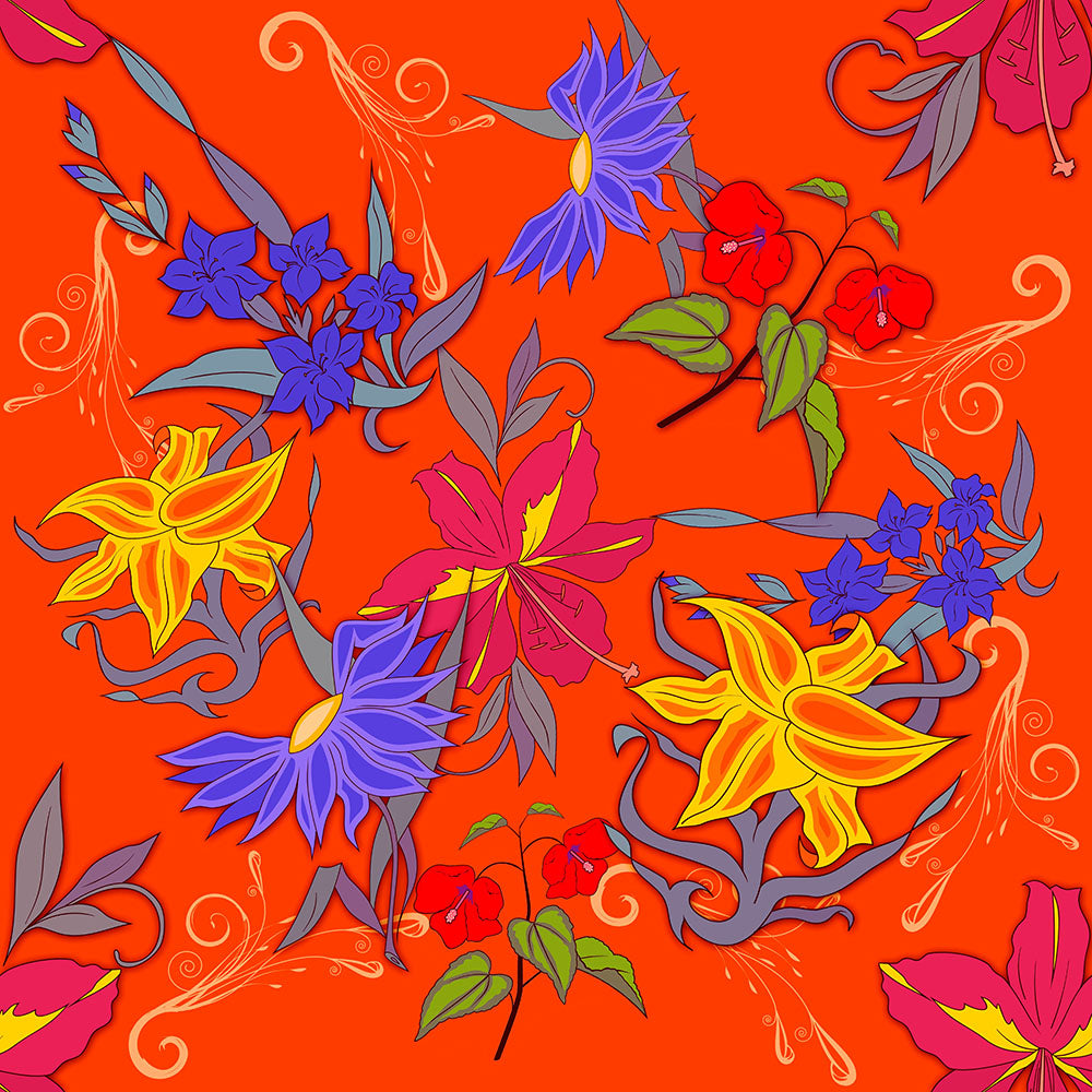 Flowers On Orange Digital image Download