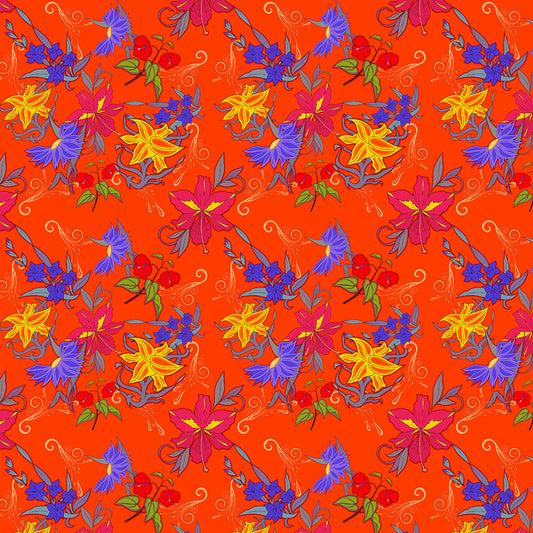Six Petal Flowers On Orange Digital Image Download