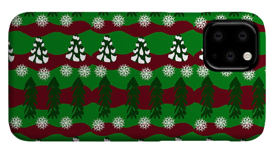 Snow Trees and Stripes - Phone Case