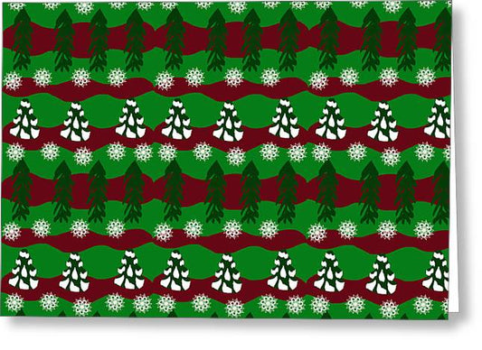 Snow Trees and Stripes - Greeting Card