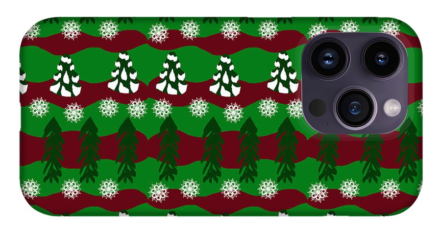 Snow Trees and Stripes - Phone Case