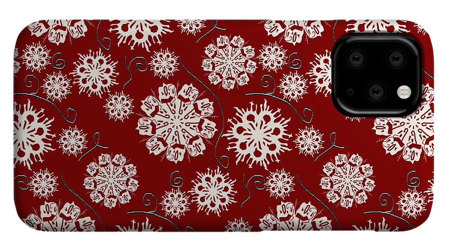 Snowflakes On Red - Phone Case