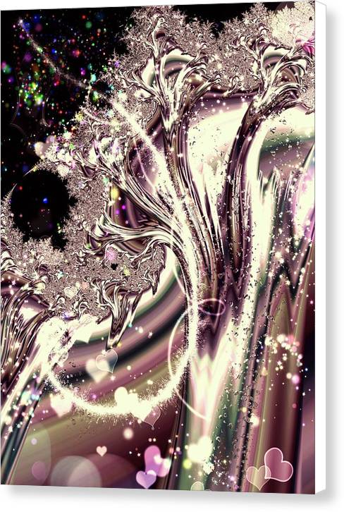 Sometimes I can See Your Soul Liquid Silver Fractal - Canvas Print