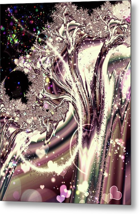 Sometimes I can See Your Soul Liquid Silver Fractal - Metal Print