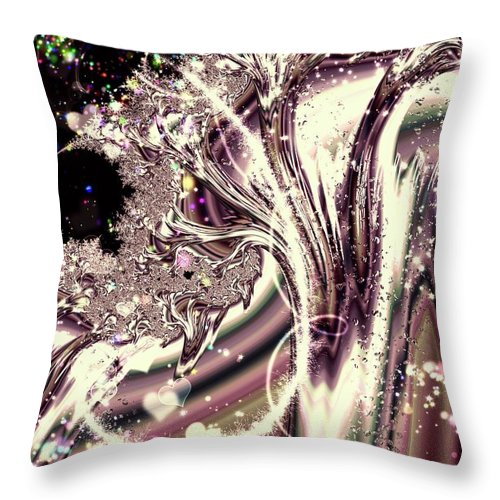 Sometimes I can See Your Soul Liquid Silver Fractal - Throw Pillow