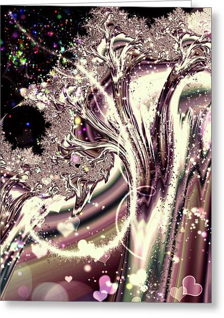 Sometimes I can See Your Soul Liquid Silver Fractal - Greeting Card